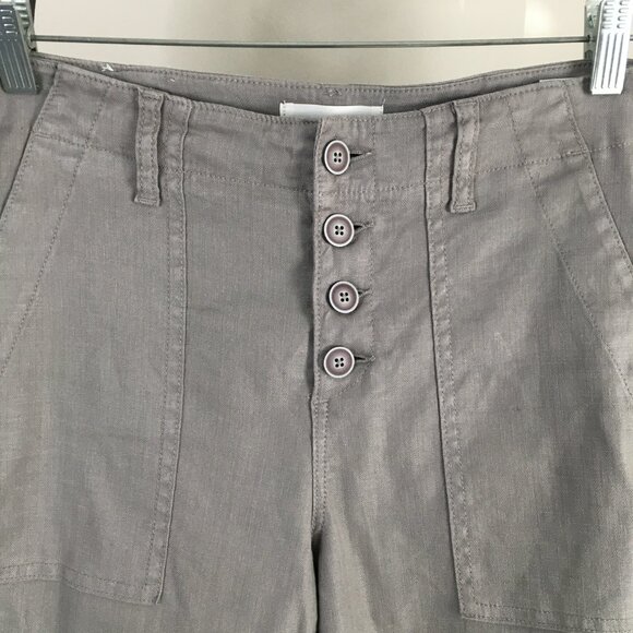 LEVEL 99 Anthropologie Gray/Gravity Textured Linen Blend Button Fly Pant - Picture 4 of 10